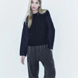 Navy Blue Cable Knit Sweater